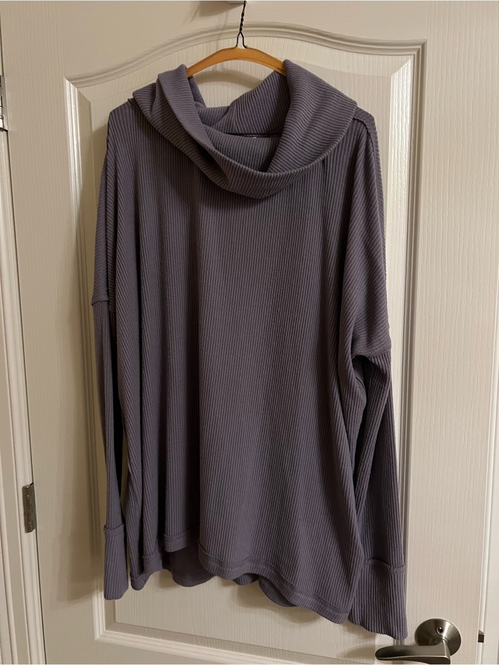 We The Free Ribbed Cowl Neck Top — Dusty Lavender